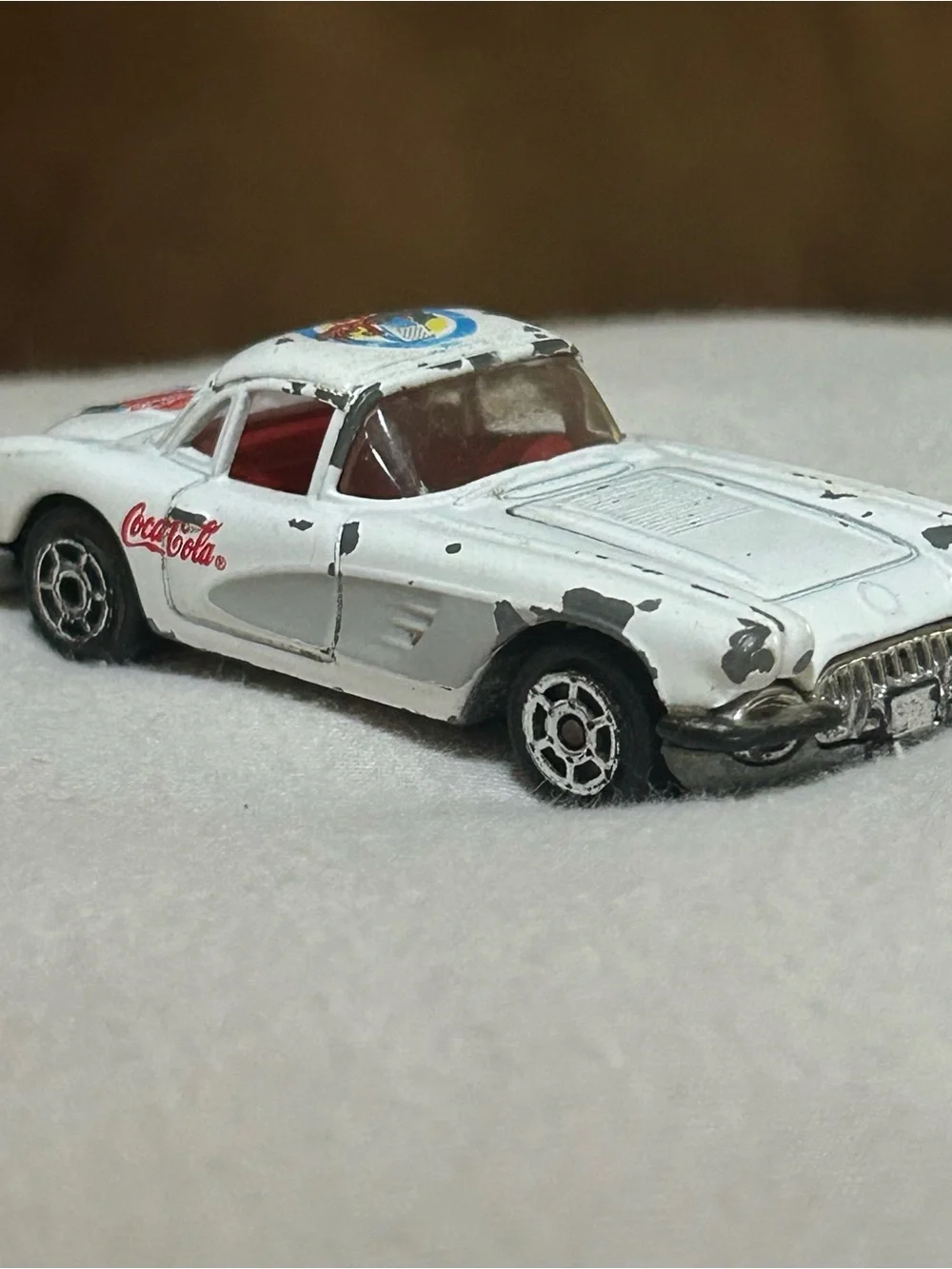 Vintage Majorette Chevrolet Corvette 1957 White Coca-Cola Diecast 1/58 Scale